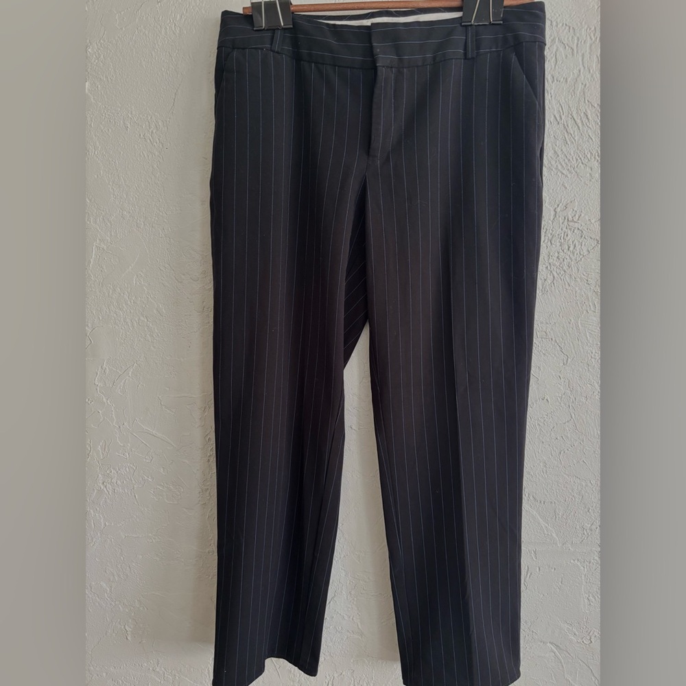 Norma Kamali Indigo Pinstripe Career Trousers Size‎ 10 Stretch Work Pants